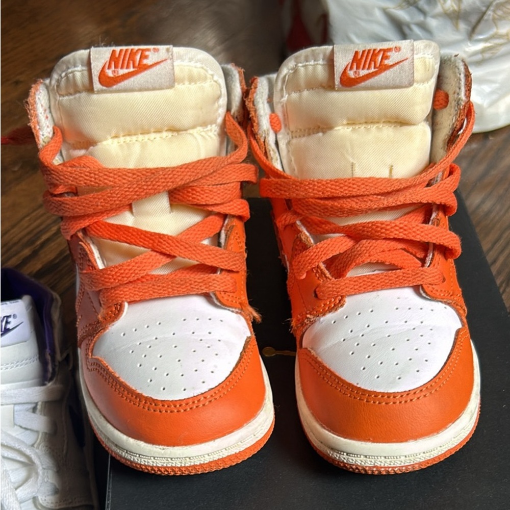 Nike Kids Bright Orange and White Sneakers